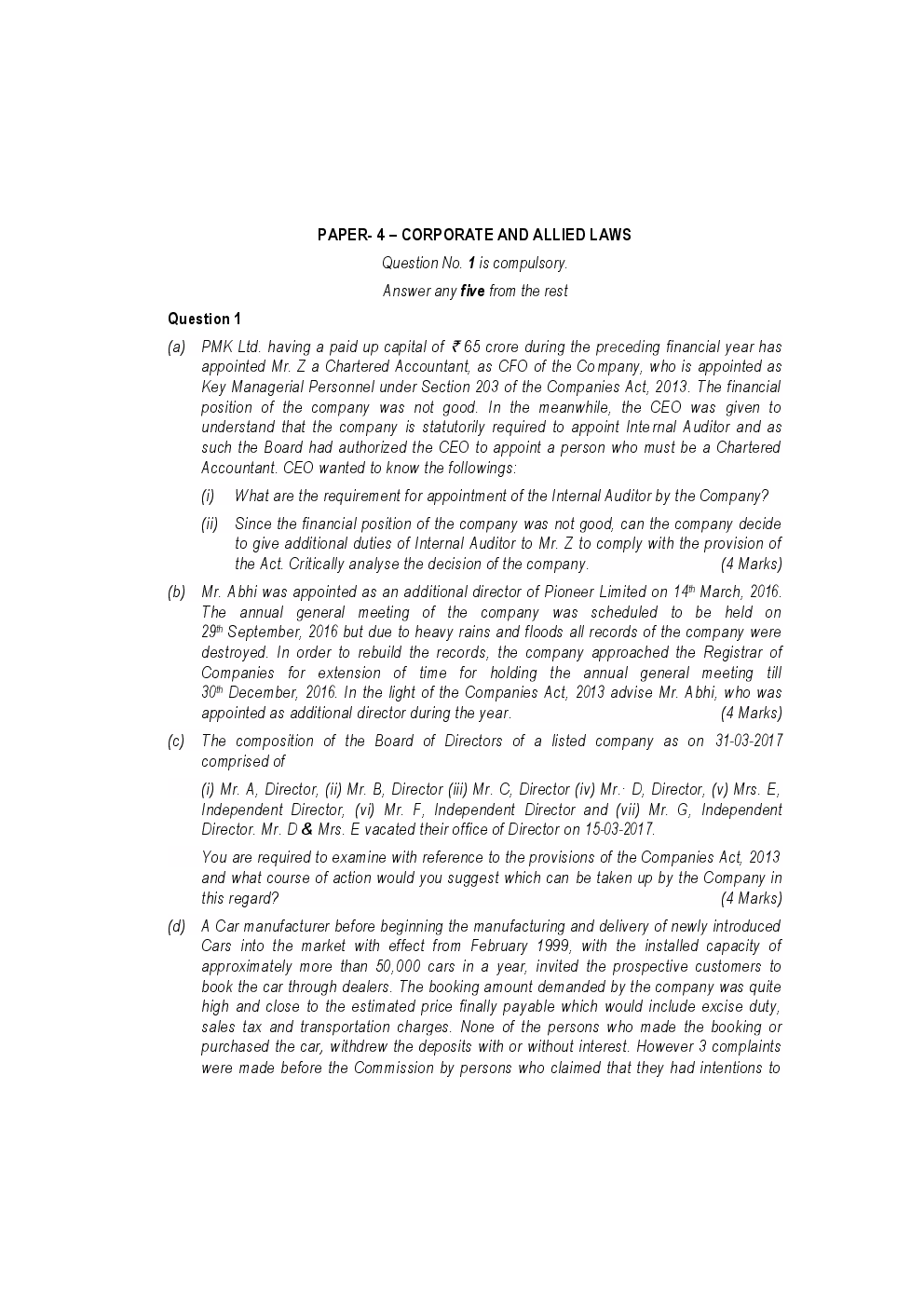 CA Final For Corporate And Allied Laws Previous Year Paper Question With Answer 2018 - Page 2