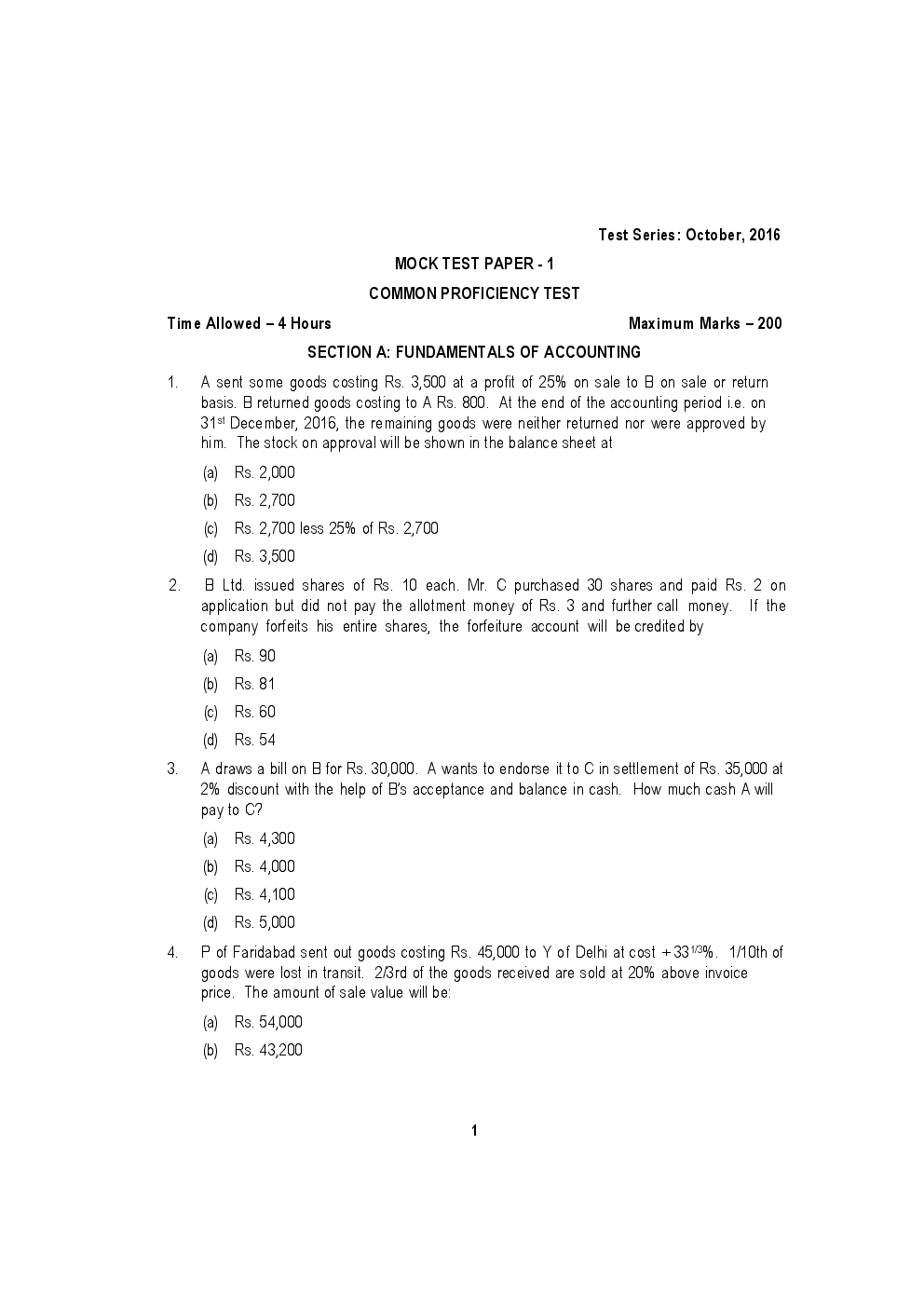 CPT December 2016 Previous Year Paper Question With Answer Series-I - Page 2