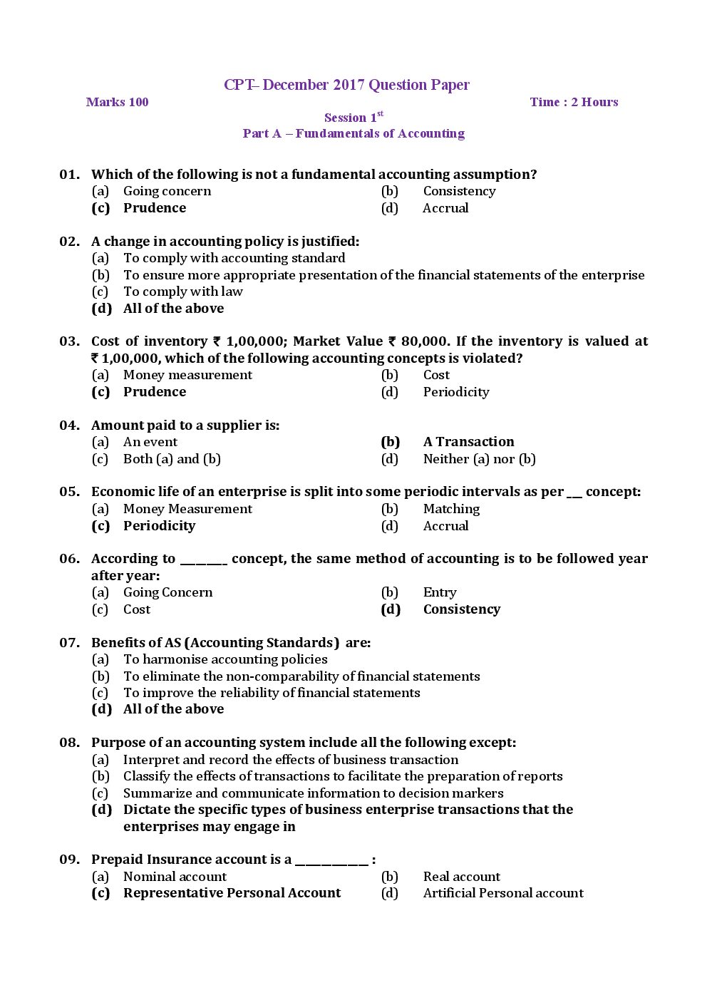 CPT December 2017 Previous Year Paper Question With Answer English - Page 2