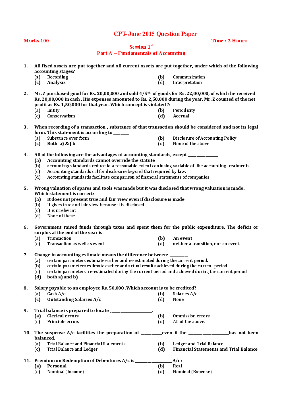 CPT June 2015 Previous Year Paper Question With Answer English - Page 2