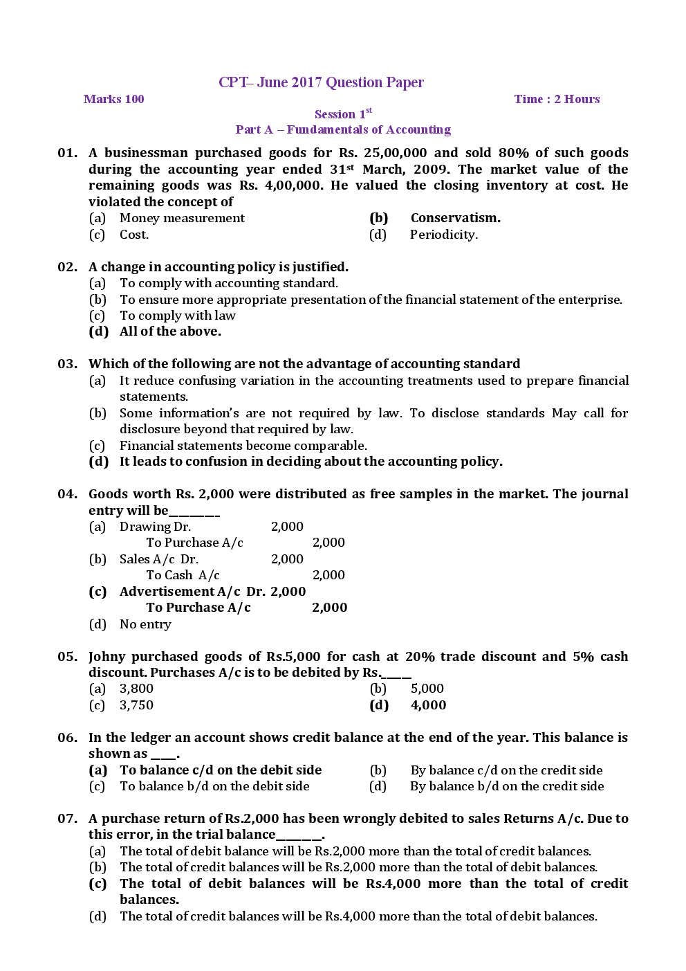 CPT June 2017 Previous Year Paper Question With Answer English - Page 2