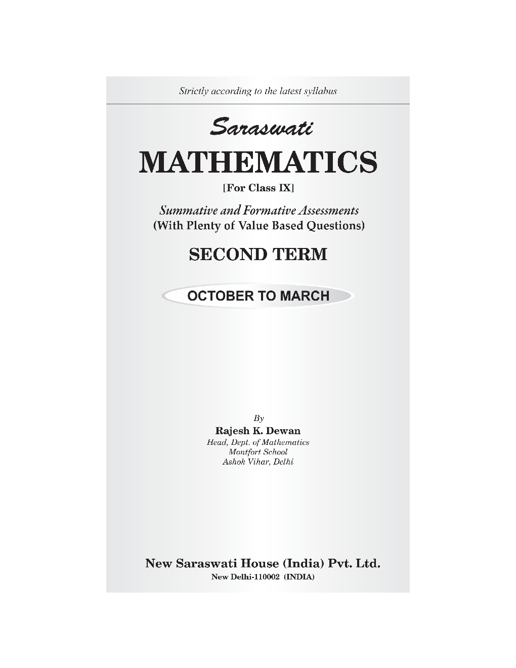 Download Saraswati Mathematics Term2 For Class IX by Rajesh K. Dewan