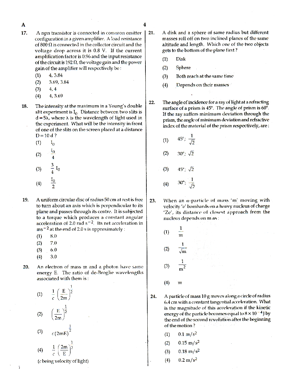 NEET Sample Papers With Answers 2018 Set 1 - Page 4