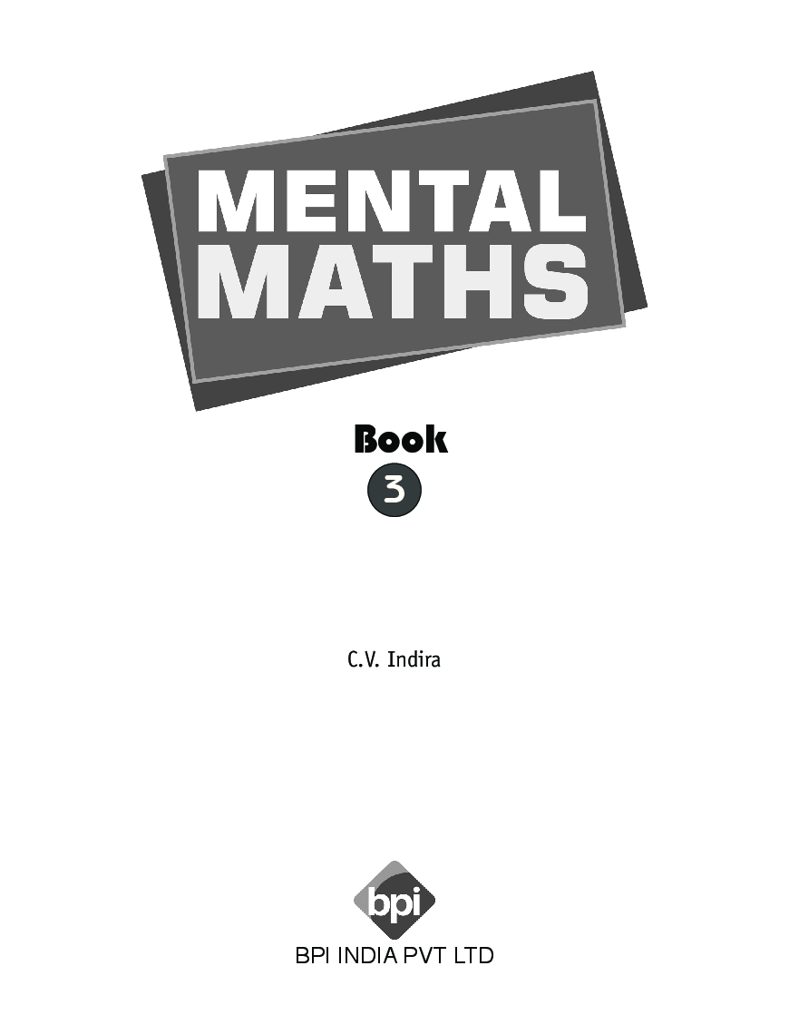 Download Class 3 Mental Maths Book PDF Online 2020 by C. V. Indira