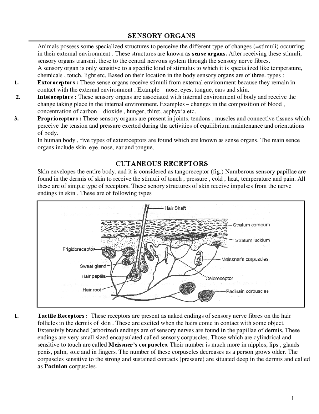 sensory Organs  - Page 2