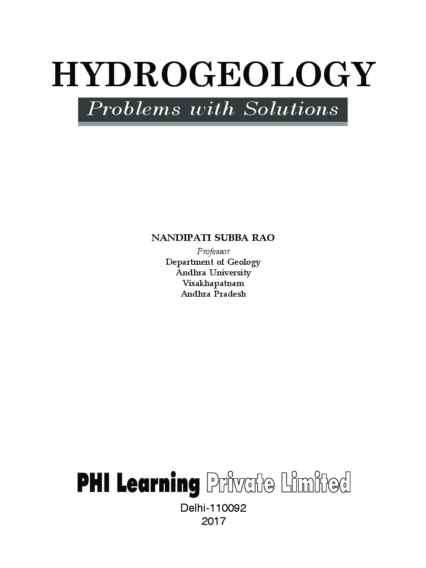 Hydrogeology : Problems With Solutions - Page 4