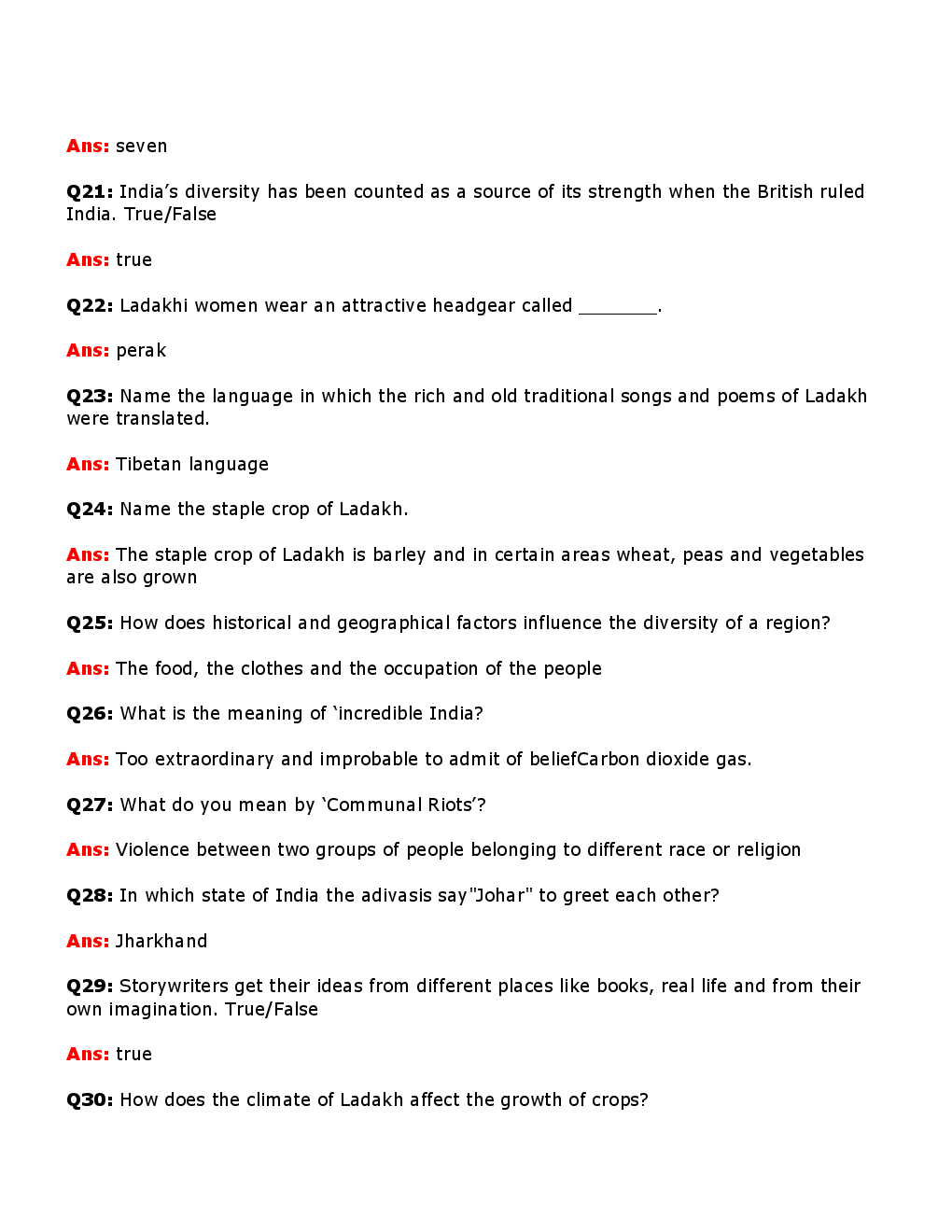 Value  Based Questions Civics  For Class -VI - Page 4