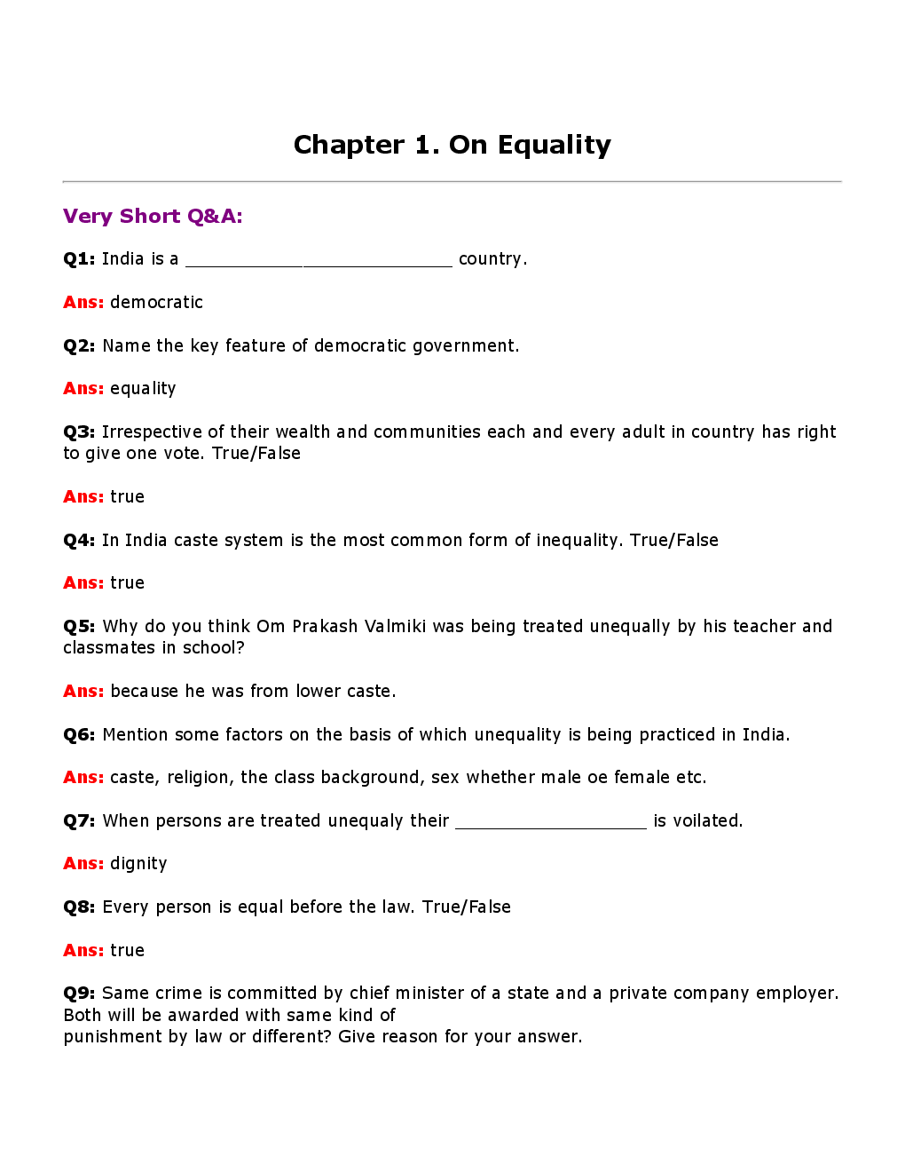 Value Based Questions Civics For Class - VII - Page 2