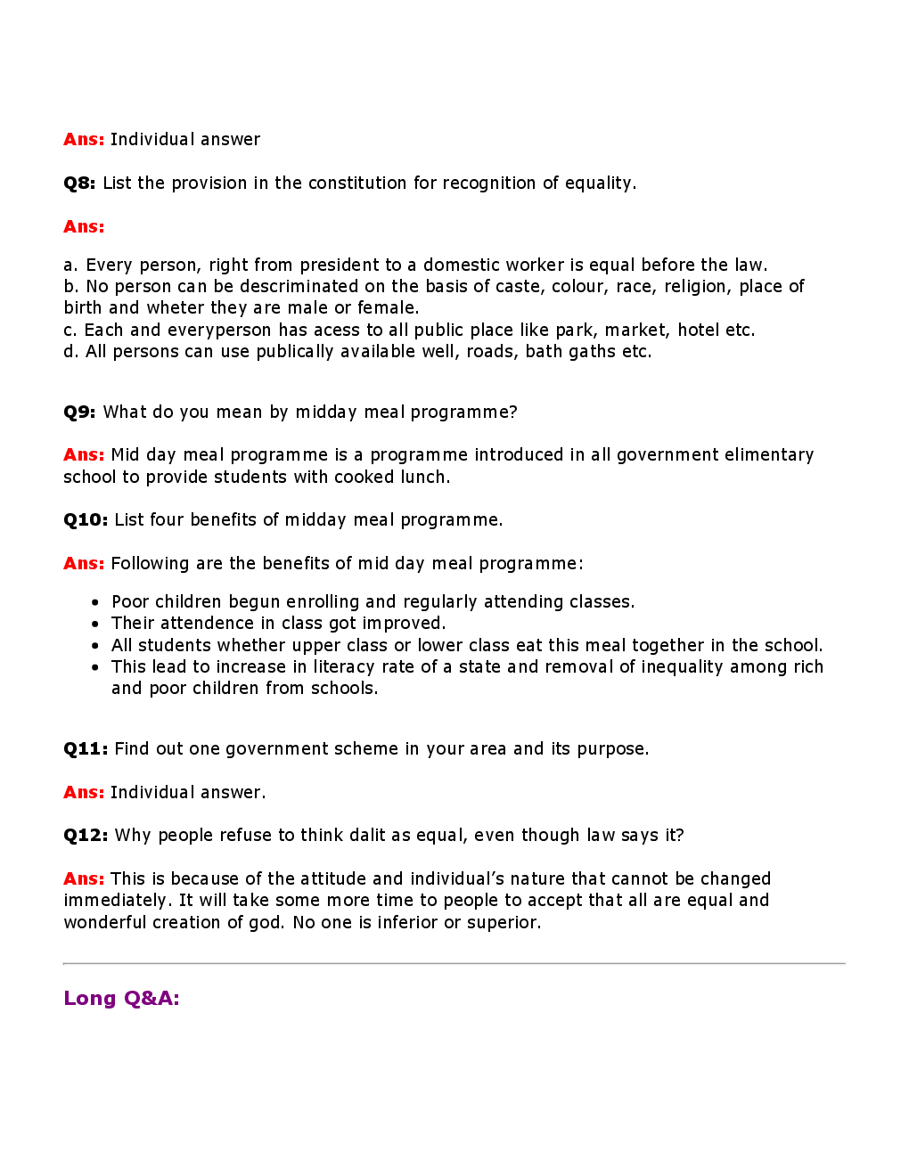 Value Based Questions Civics For Class - VII - Page 5