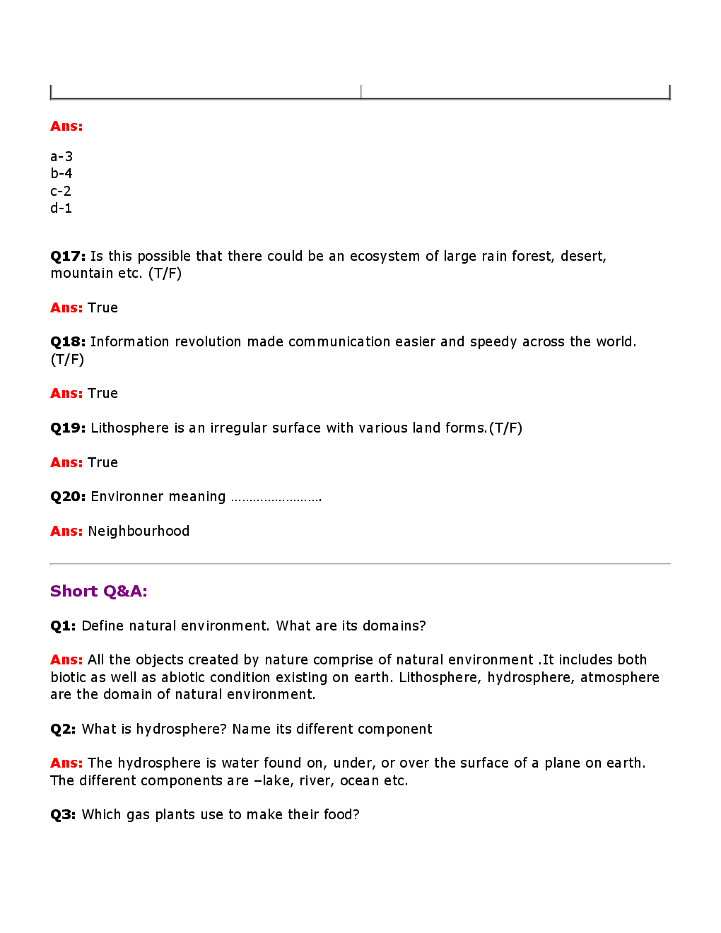 Value Based Questions Geography For Class - VII - Page 4