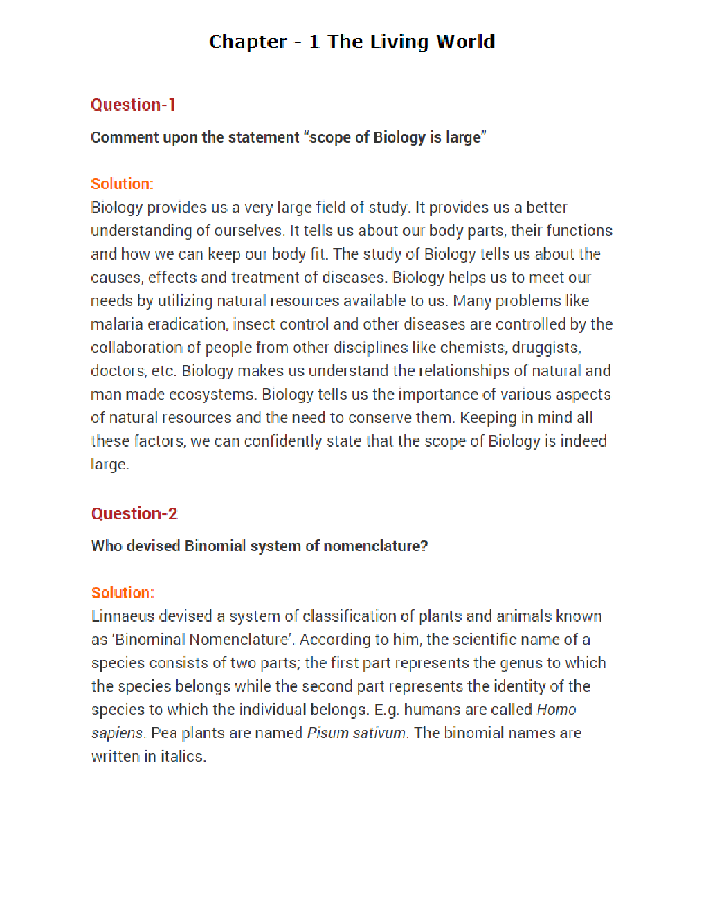 Value  Based  Questions  Biology  For  Class -XI - Page 2