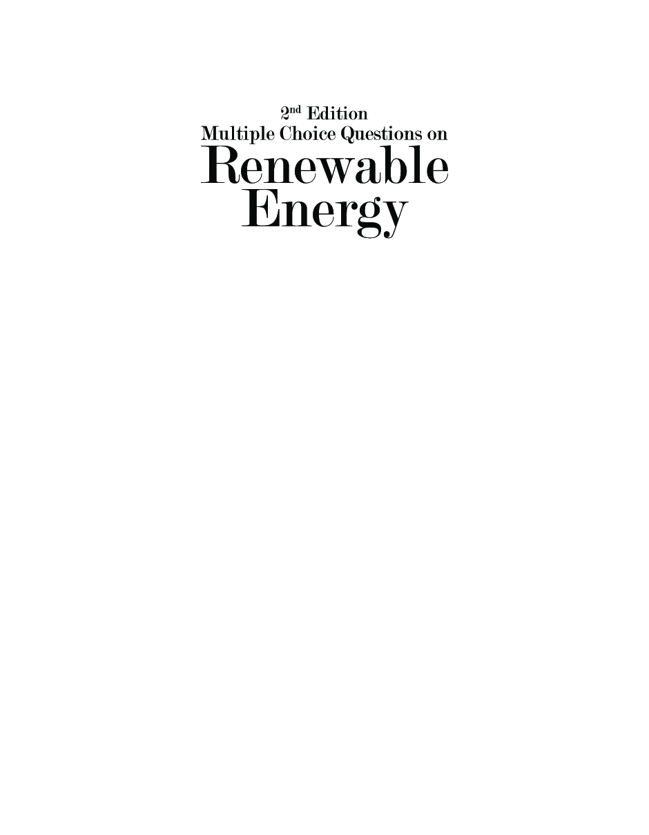 Multiple Choice Questions On Renewable Energy - Page 2