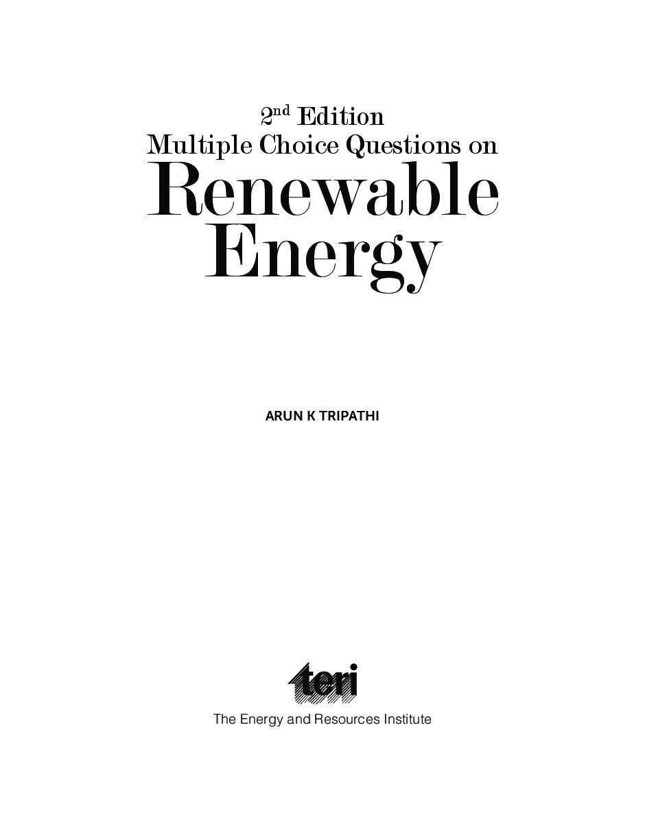 Multiple Choice Questions On Renewable Energy - Page 4