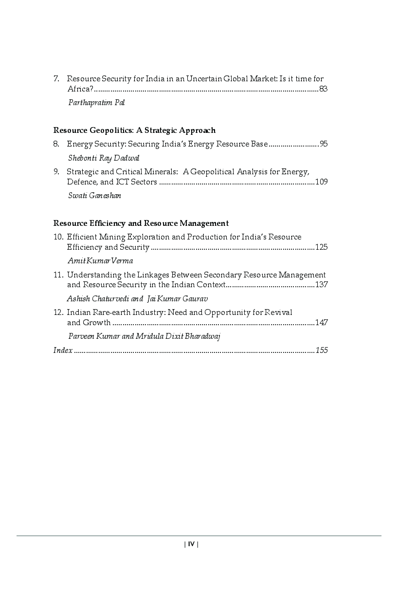 India's Resource Security : Trade, Geopolitics, And Efficiency Dimensions - Page 5
