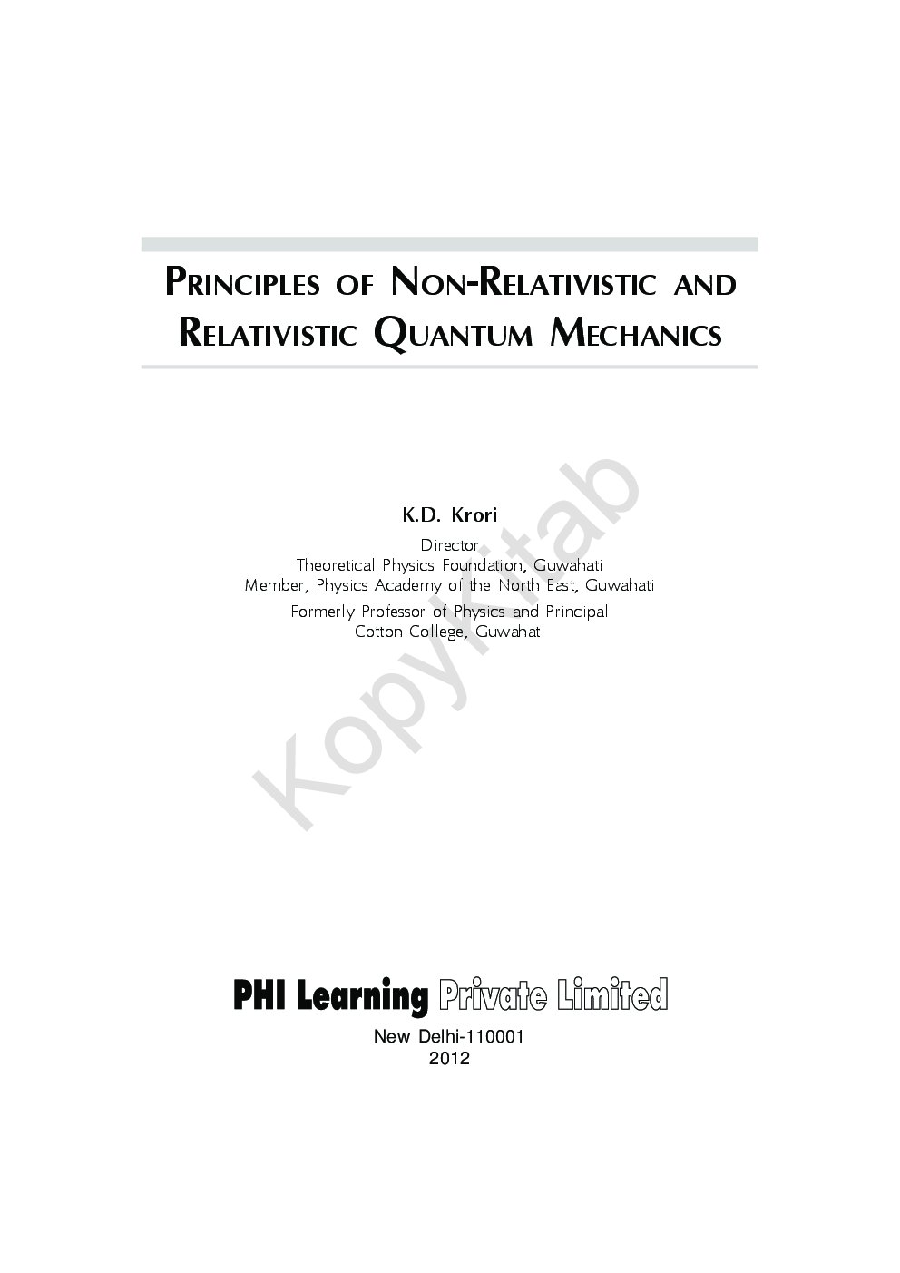 Principles Of Non-Relativistic And Relativistic Quantum Mechanics - Page 2
