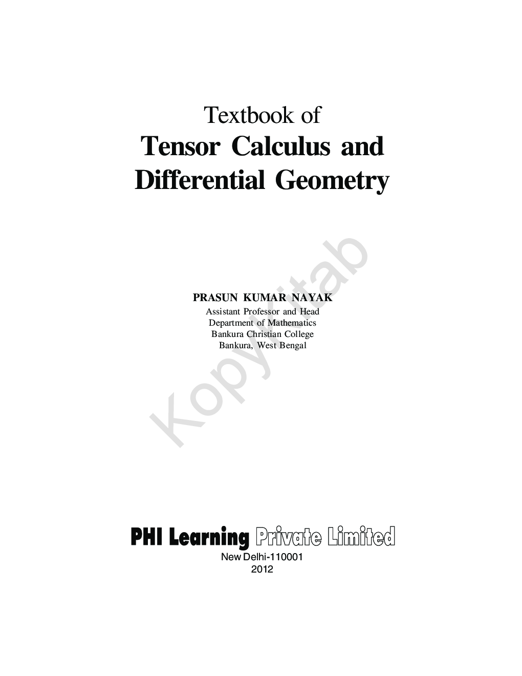 Textbook Of Tensor Calculus And Differential Geometry - Page 2