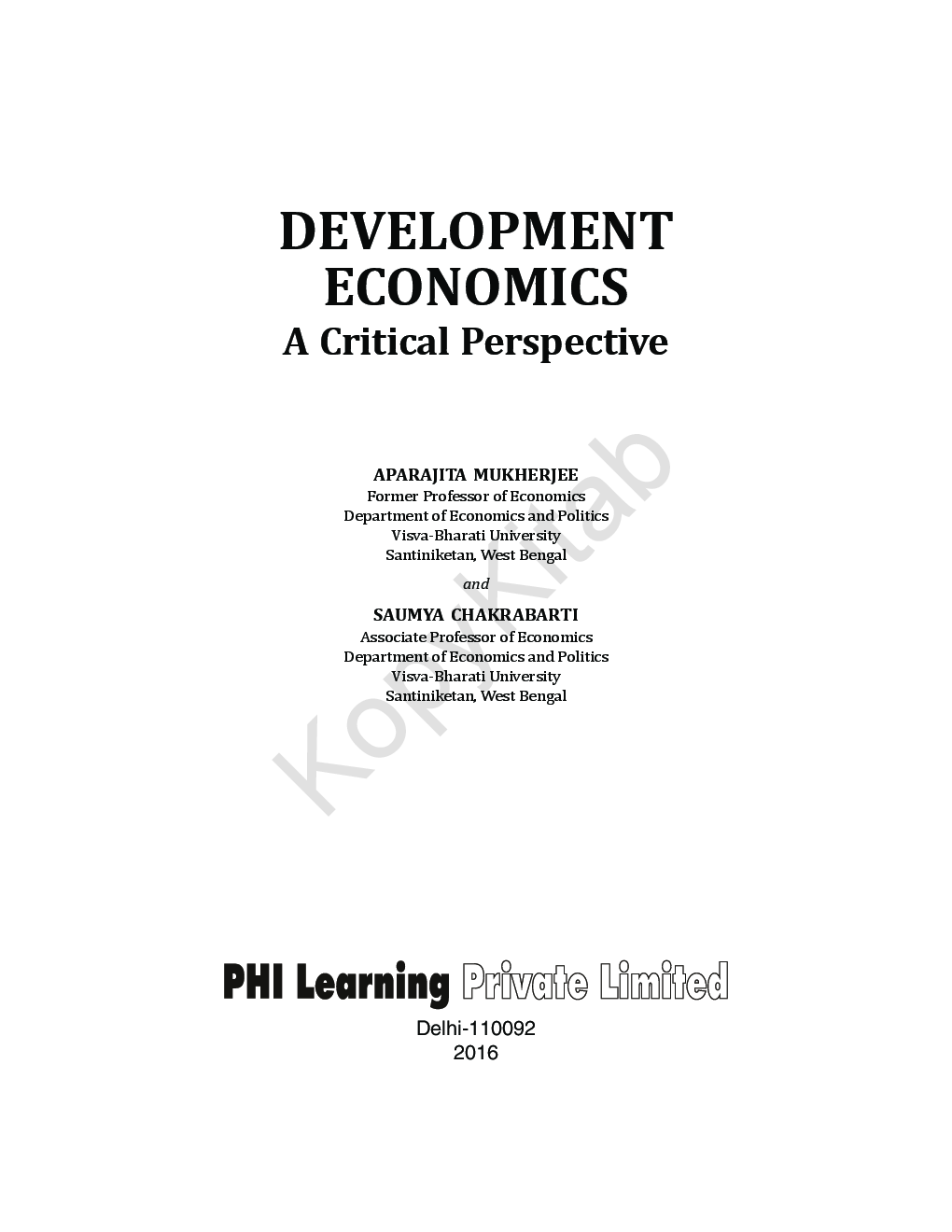 Development Economics: A Critical Perspective - Page 2