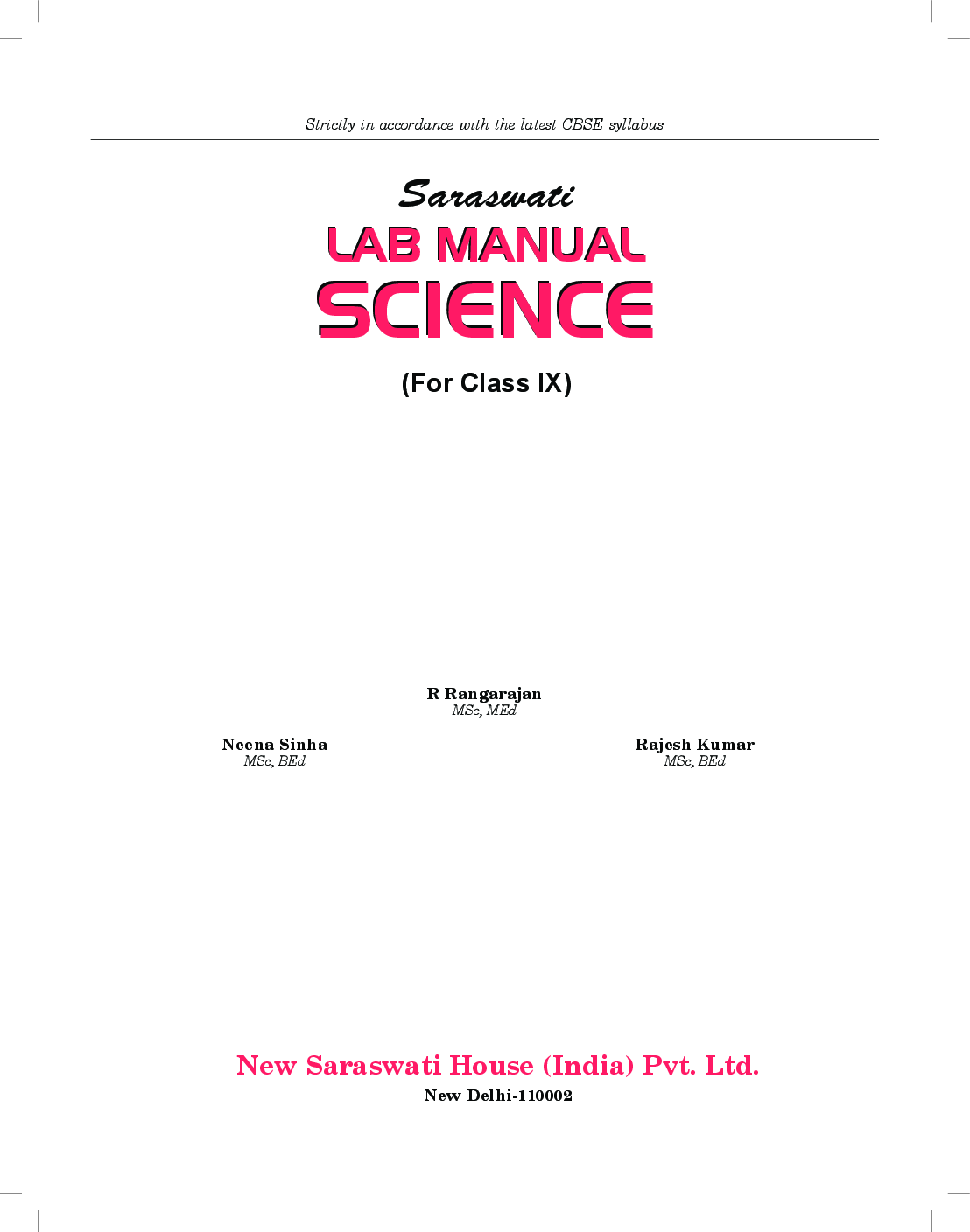 Download Saraswati Class 9 Science Lab Manual PDF Online 2020