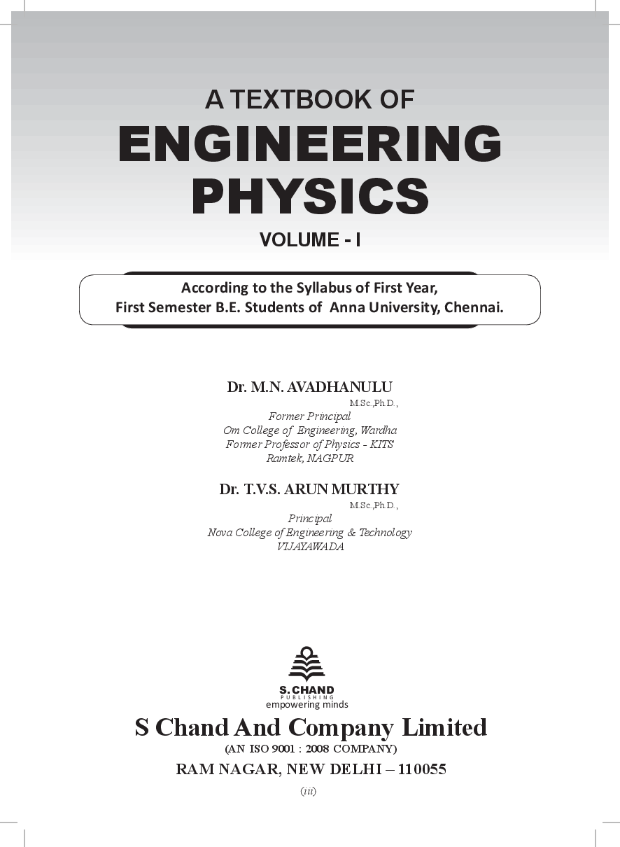 Download A Textbook Of Engineering Physics VolumeI (For 1st Year Of Anna University) by