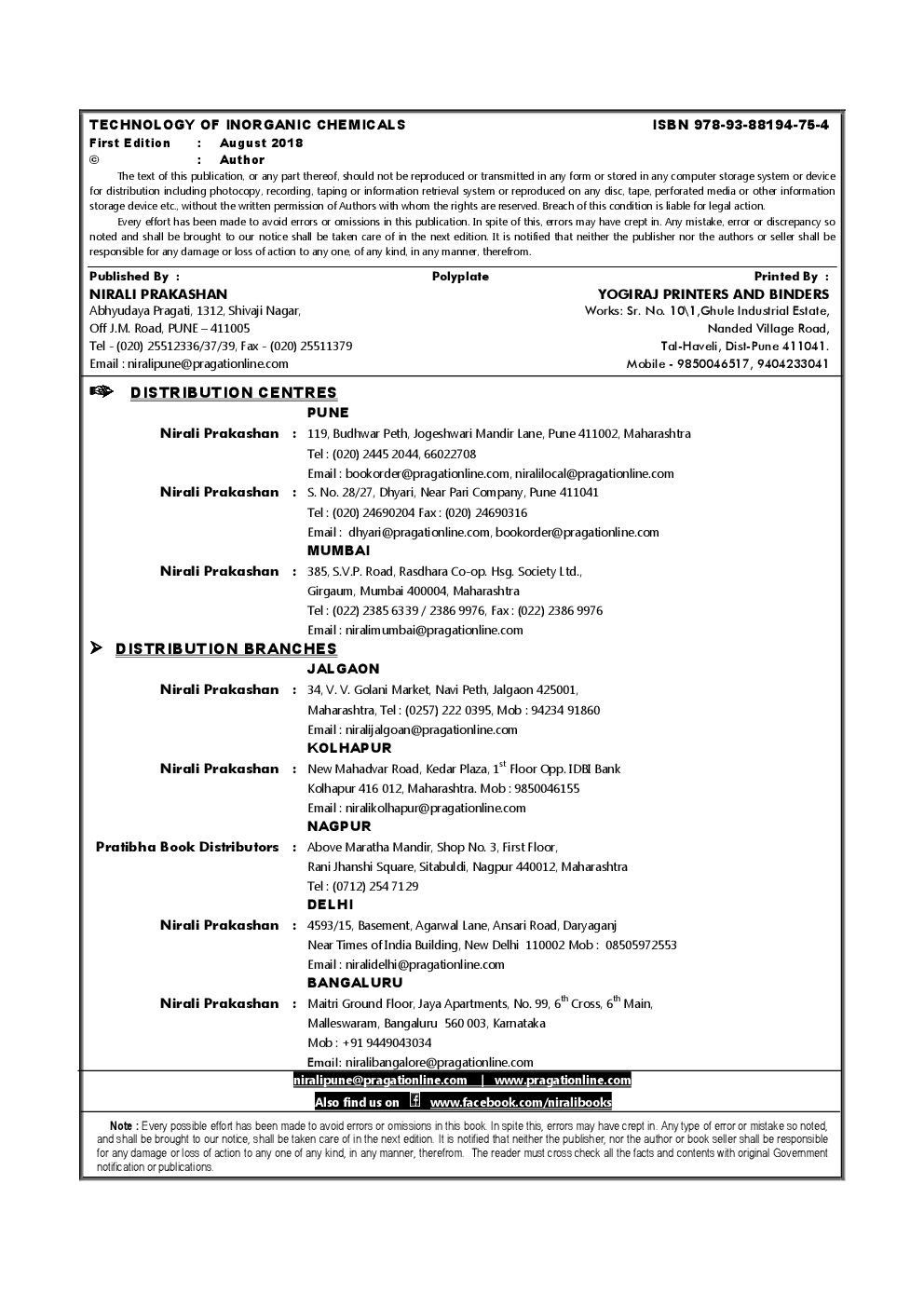 Technology Of Inorganic Chemicals - Page 3