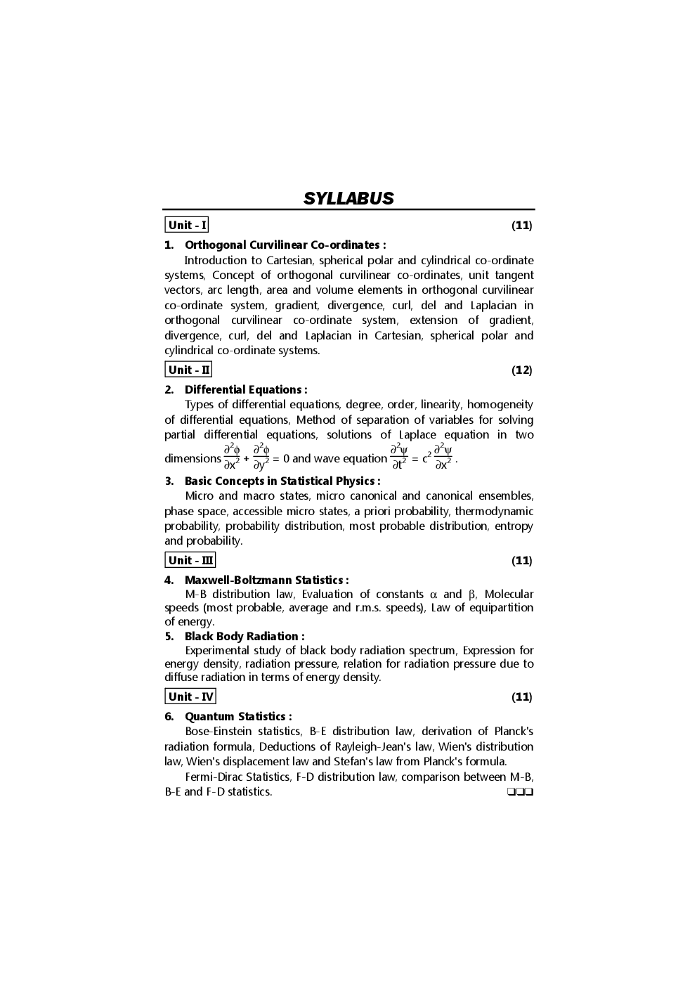 Physics Mathematical And Statistical Physics (Paper - IX) - Page 5