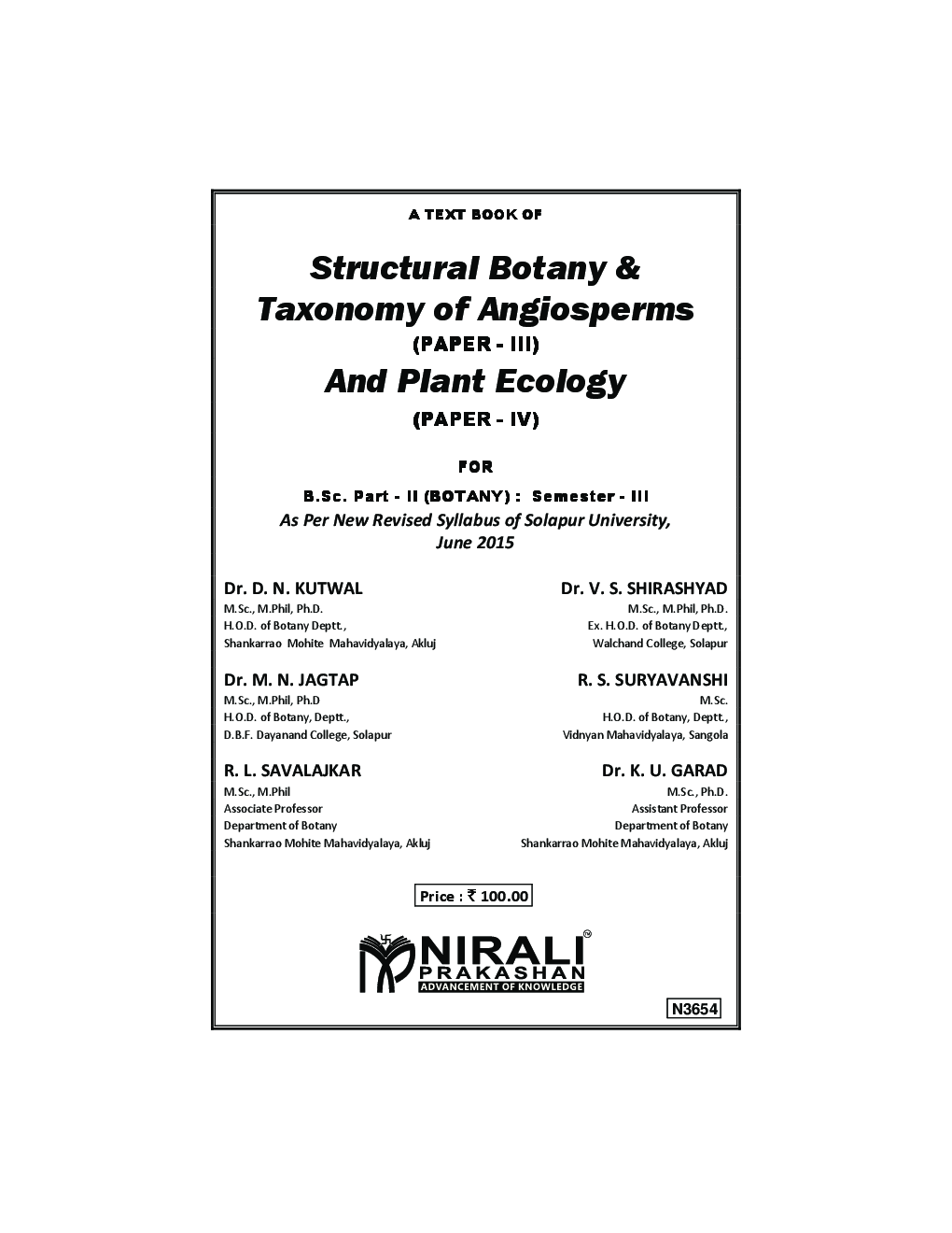 Structural Botany & Taxonomy Of Angiosperms (Paper - III) And Plant Ecology (Paper - IV) - Page 2