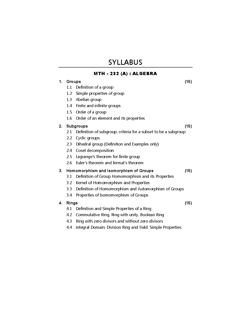 Algebra & Theory Of Groups (Mathematics : Paper - II) - Page 5