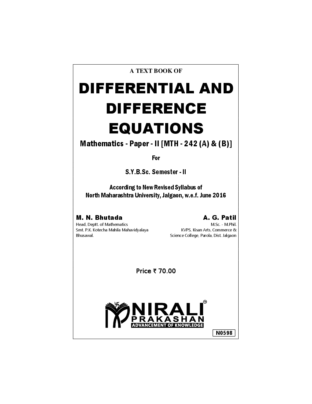 Differential And Difference Equations (Mathematics - Paper - II) - Page 2