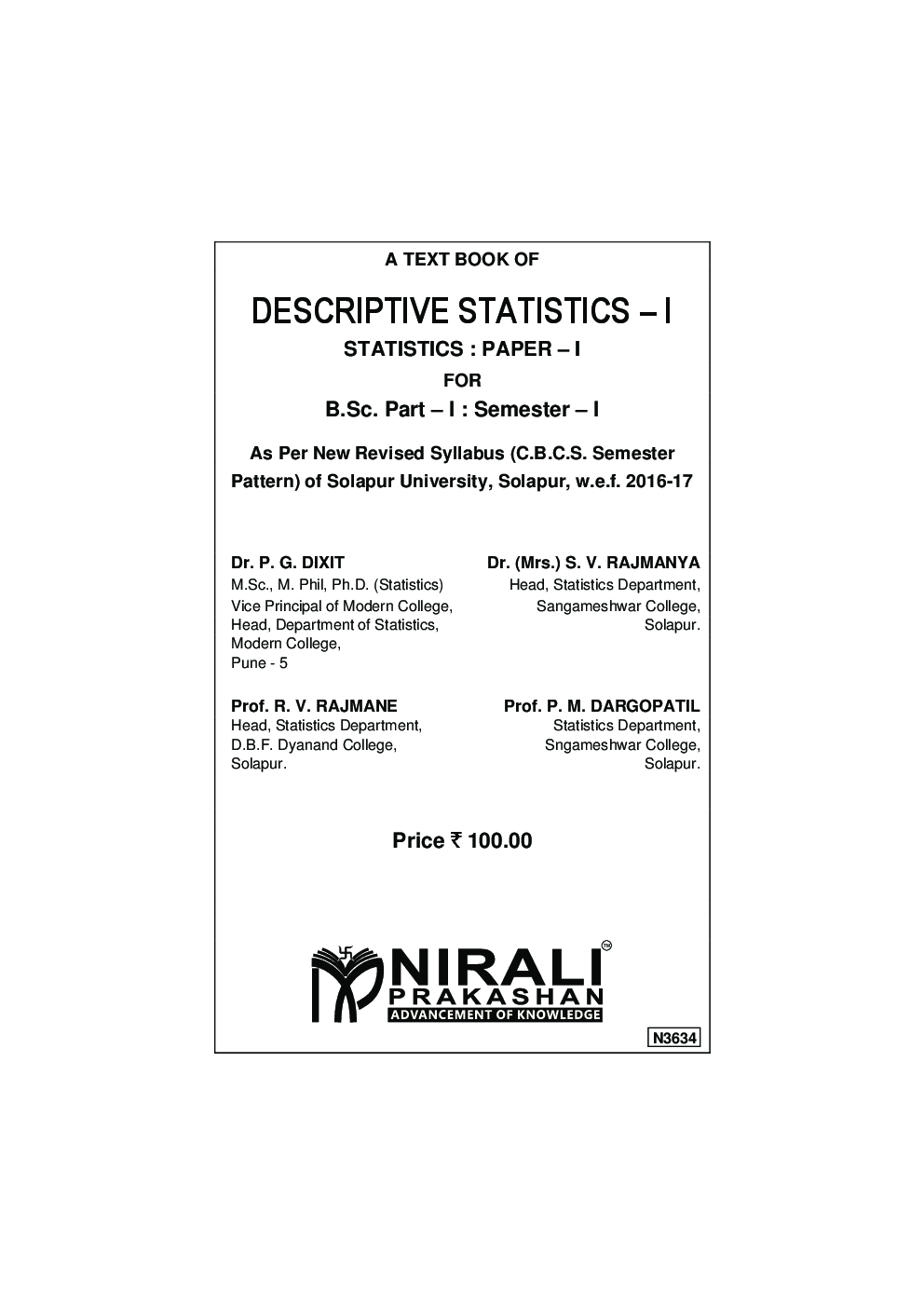 Descriptive Statistics - I Statistics : Paper - I - Page 2