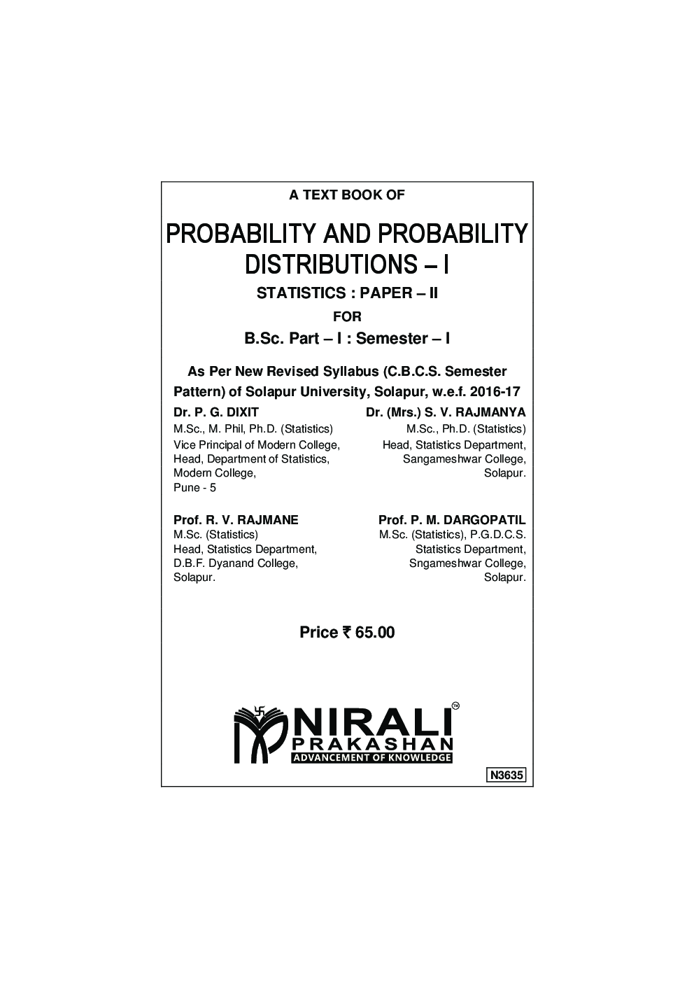 Probability And Probability Distributions - I Statistics : Paper - II - Page 2