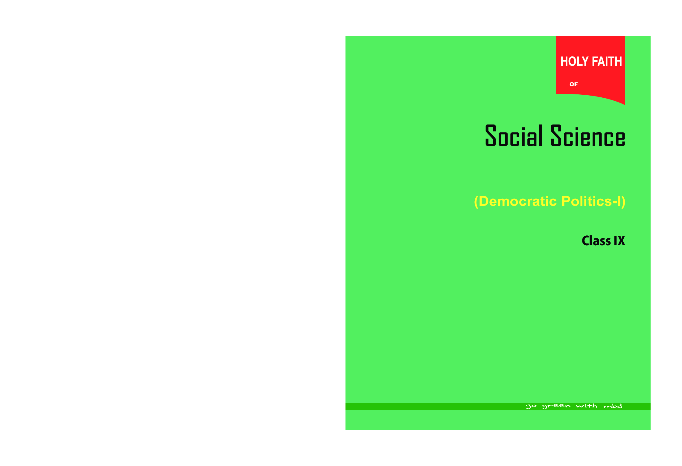 Holy Faith ABC Of Social Science Political Science For Class-9 - Page 1