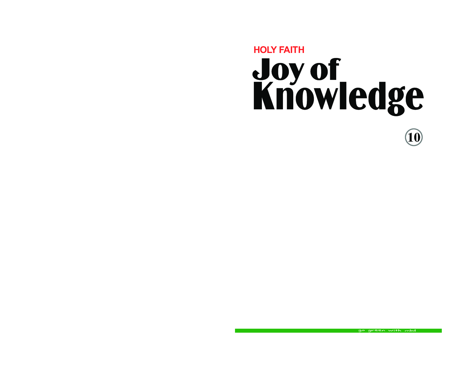 Holy Faith Joy Of Knowledge For Class-10 - Page 1