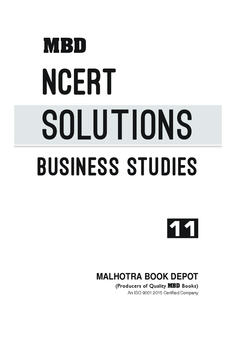 MBD NCERT Solutions Business Studies For Class-11 - Page 3