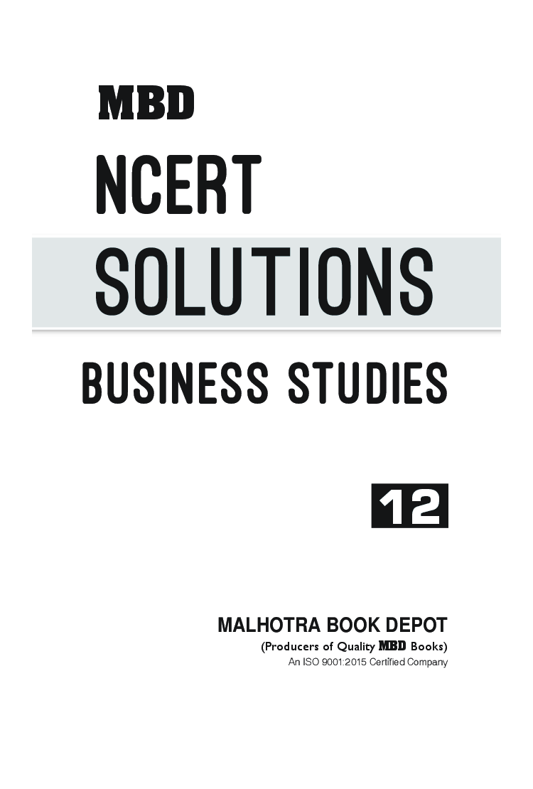 MBD NCERT Solutions Business Studies For Class-12 - Page 3