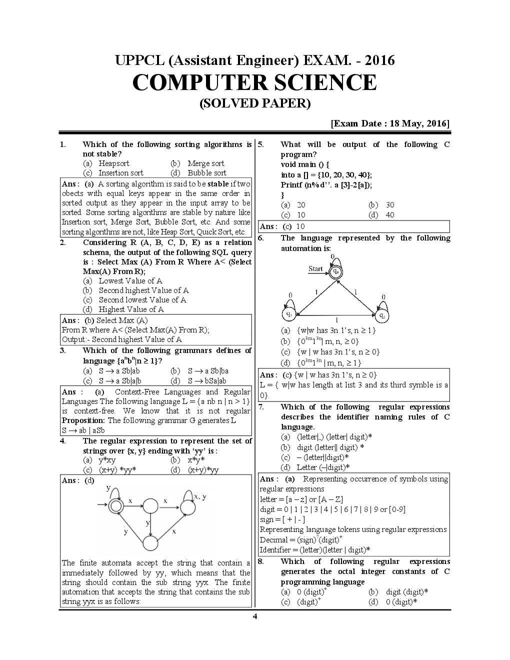 UPPCL Assistant Engineer (Trainee) Computer Science Engineering & Information Technology Solved Paper And Practice Set - Page 5
