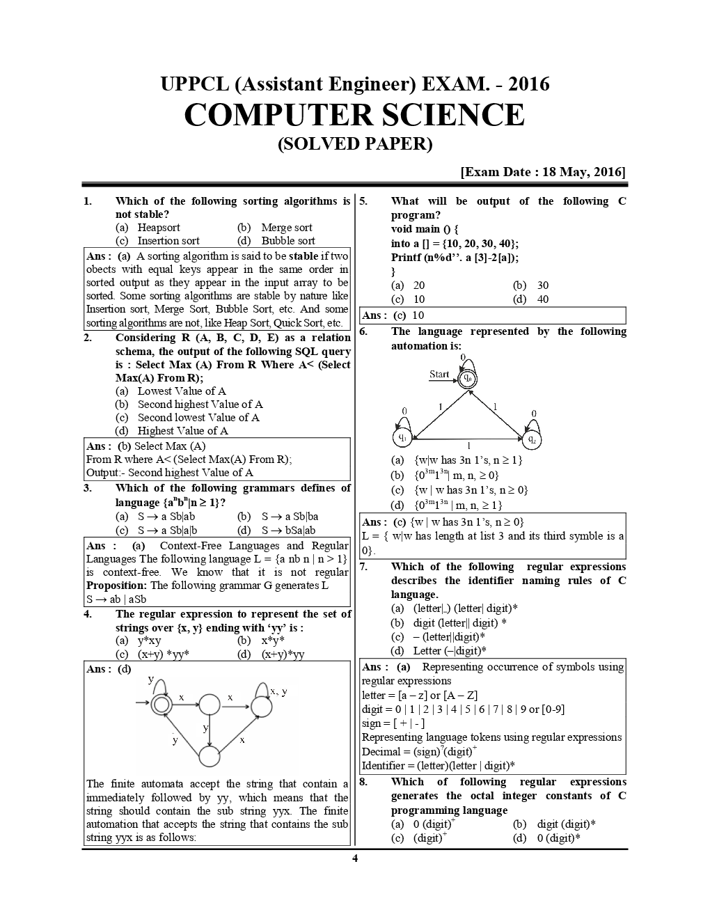UPPCL Assistant Engineer (Trainee) Computer Science Engineering & Information Technology सॉल्वड पेपर्स और प्रैक्टिस बुक - Page 5