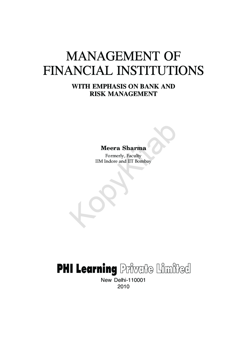 Download Management Of Financial Institutions With Emphasis On Bank And ...