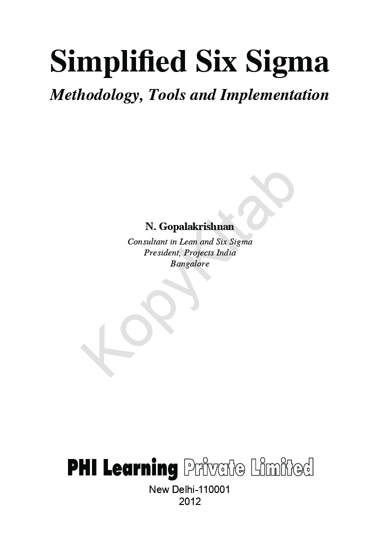 Simplified Six Sigma - Methodology, Tools And Implementation - Page 4