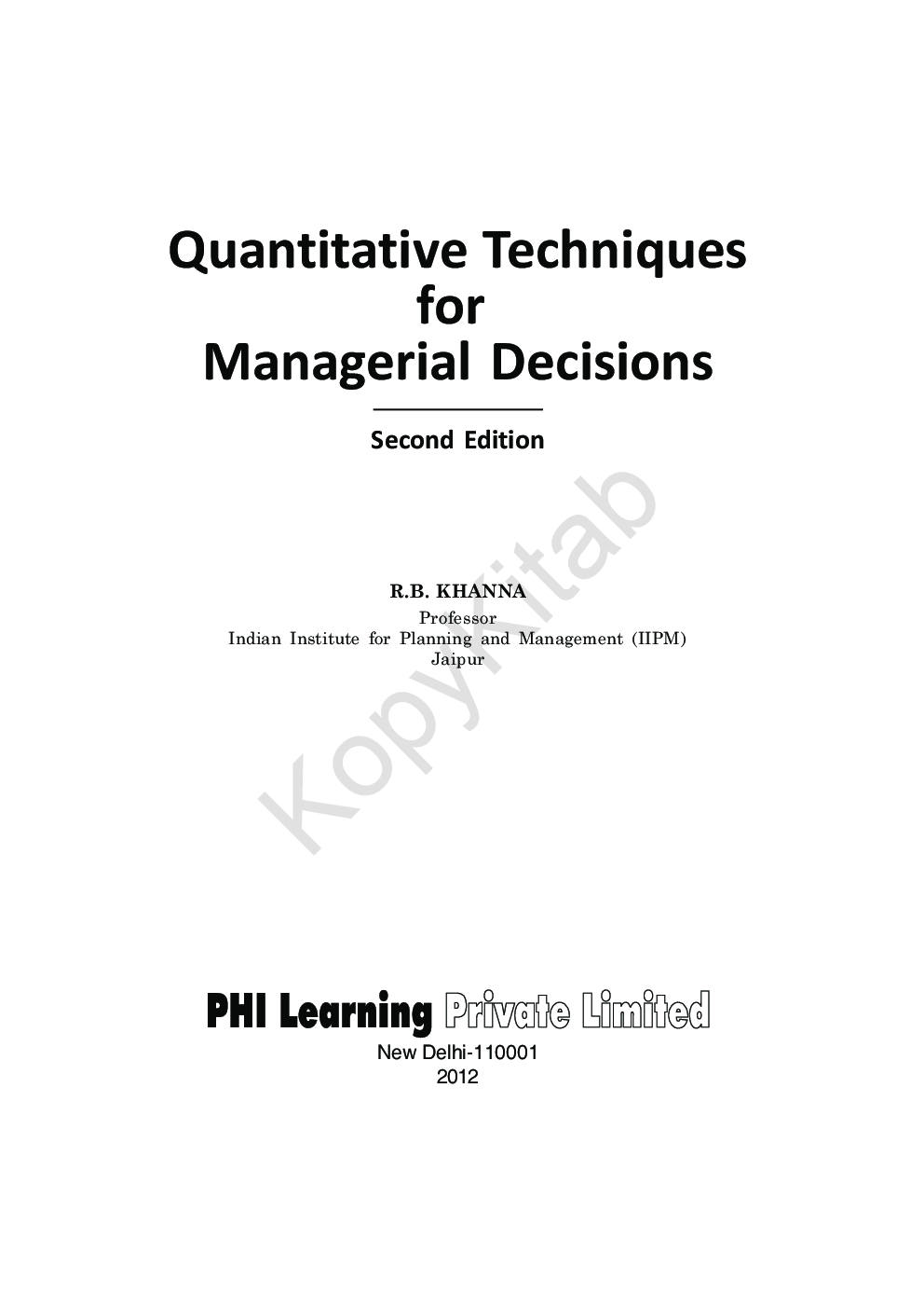 Quantitative Techniques For Managerial Decisions - Page 2