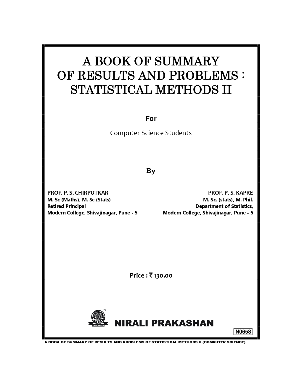 A Book Of Summary Of Results And Problems: Statistical Methods II - Page 2