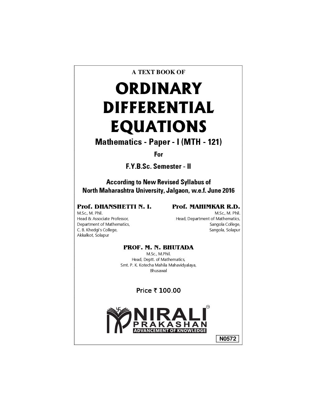 Ordinary Differential Equations Mathematics Paper - I - Page 2