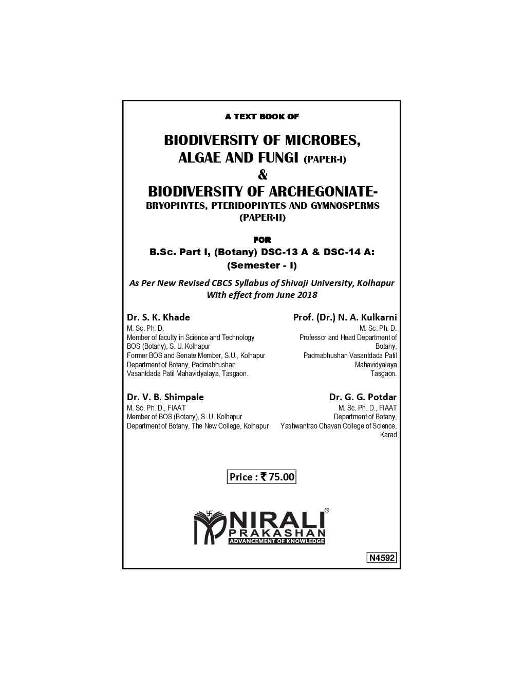 Biodiversity Of Microbes, Algae And Fungi (Paper-I) & Biodiversity Of Archegoniatebryophytes, Pteridophytes And Gymnosperms (Paper-II) - Page 2