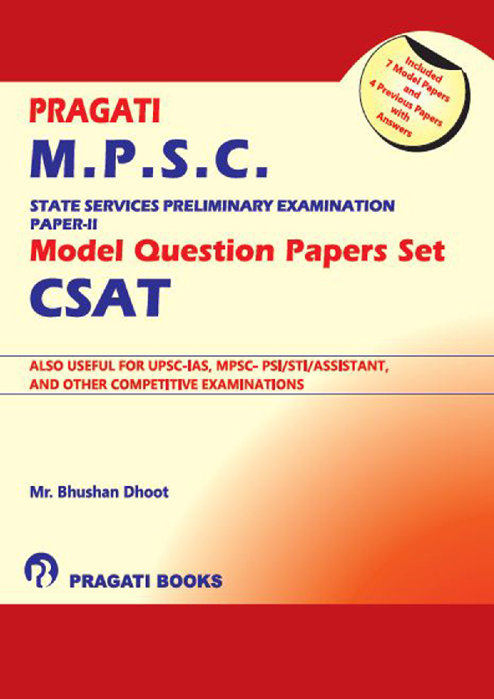 Pragati M.P.S.C. State Services Preliminary Examination Model Question Papers Set Paper - II CSAT - Page 1