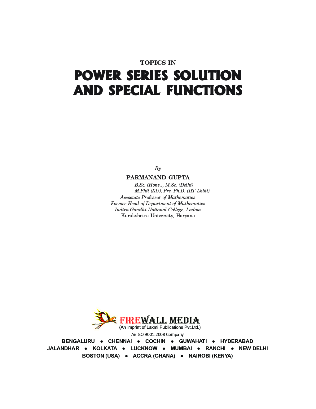 Topics In Power Series Solution And Special Functions - Page 5