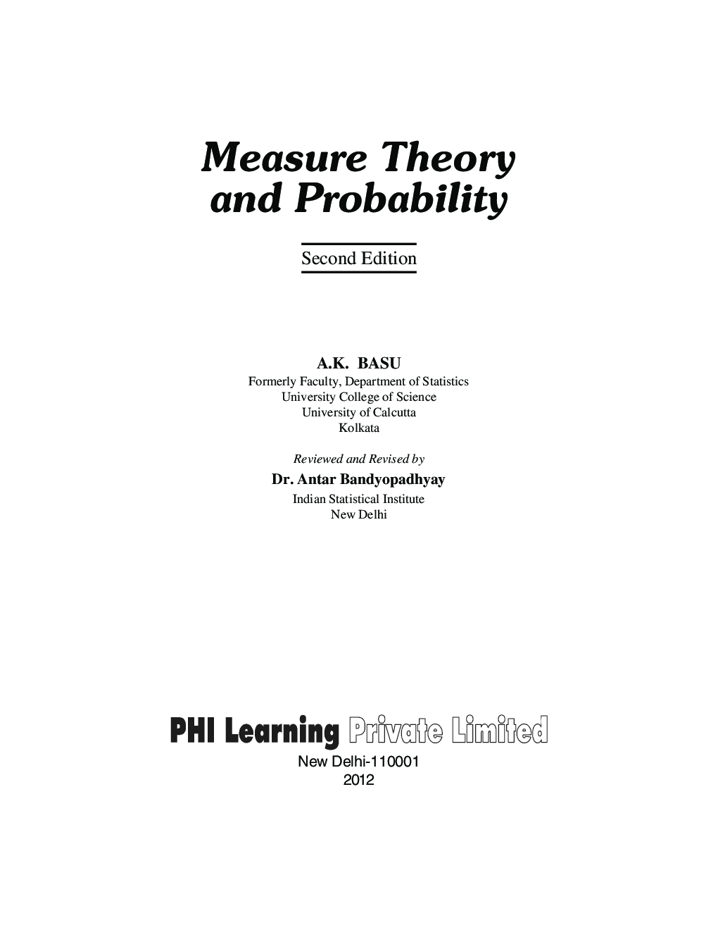 Measure Theory And Probability - Page 2