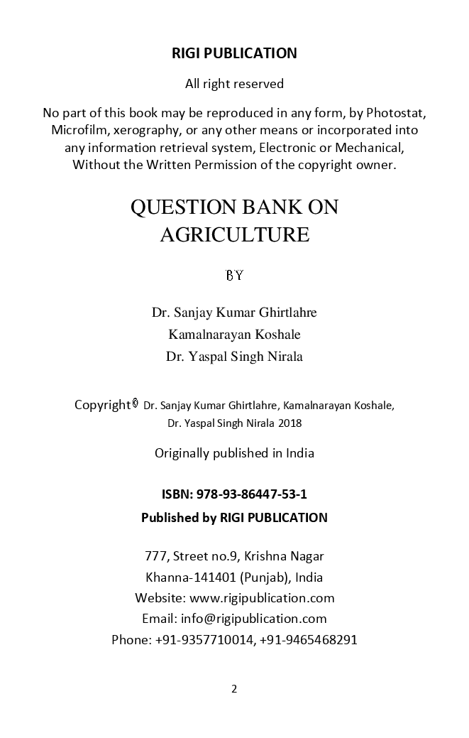 Question Bank On Agriculture - Page 3