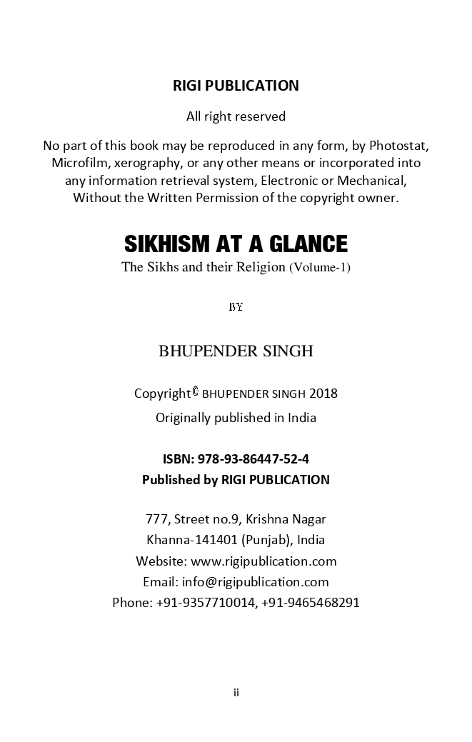 Sikhism At A Glance - The Sikhs And Their Religion Vol-1 - Page 3