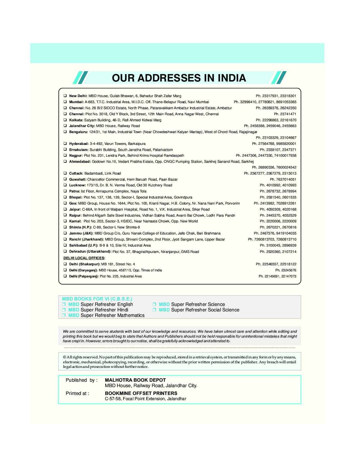 MBD Super Refresher Mathematics For Class - VI - Page 4