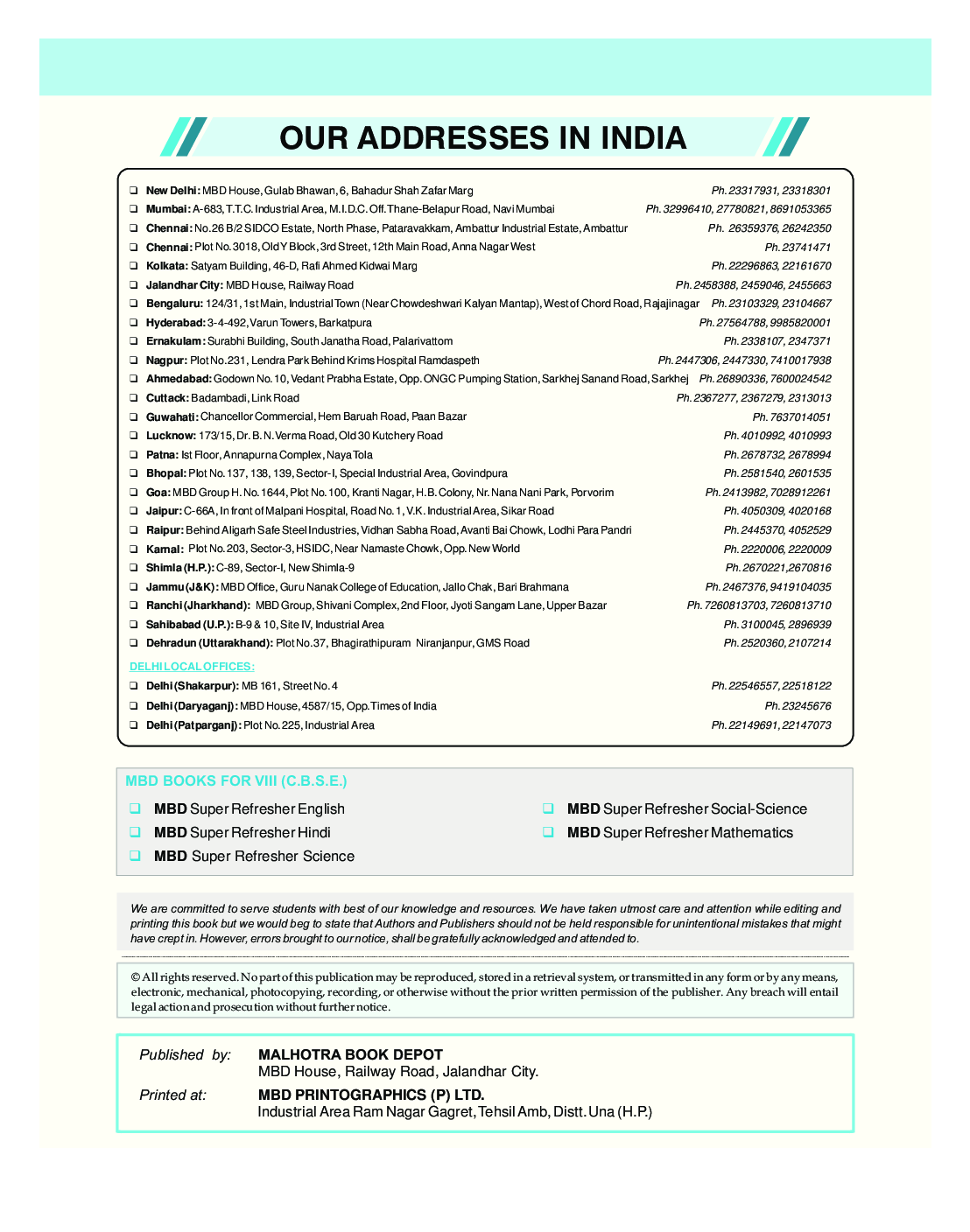 MBD Super Refresher Mathematics For Class - VIII - Page 4