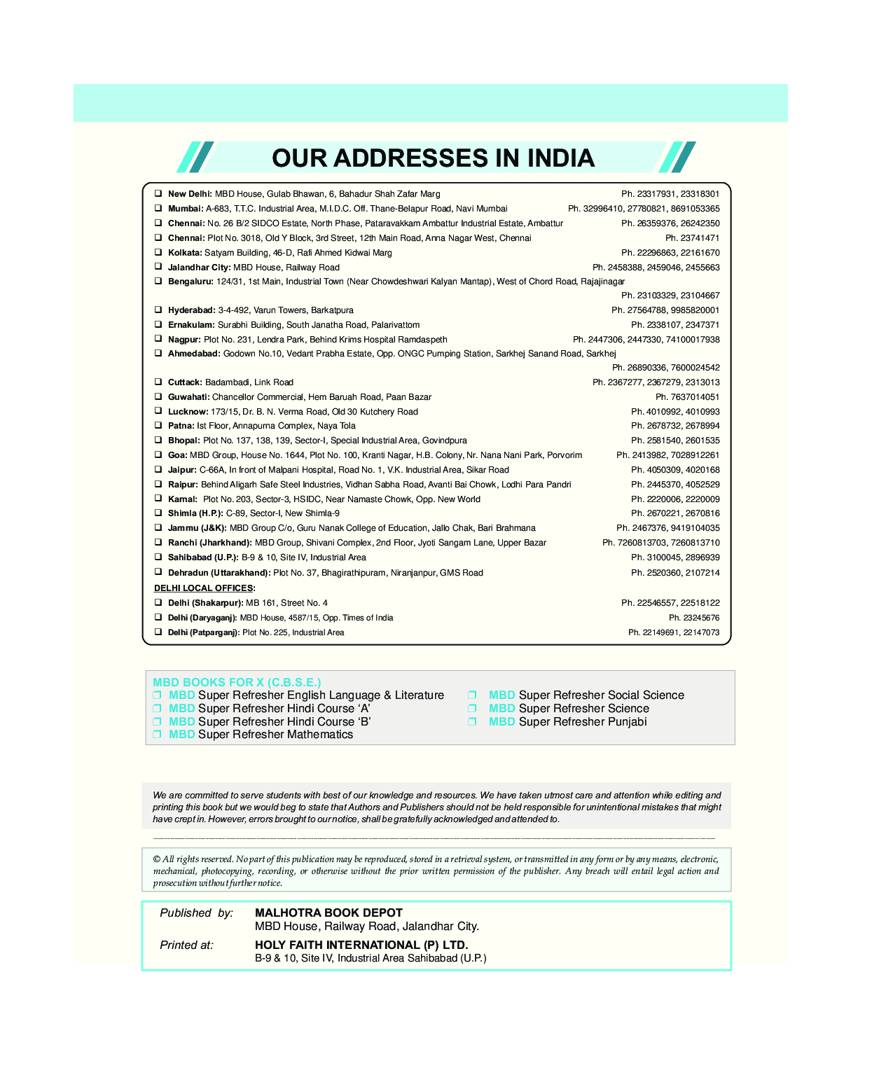 MBD Super Refresher Mathematics For Class - X - Page 3